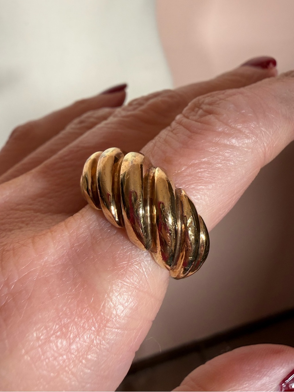 Vintage 1990’s Milor made in Italy Gold Sterling silver oversized dome Ring 8